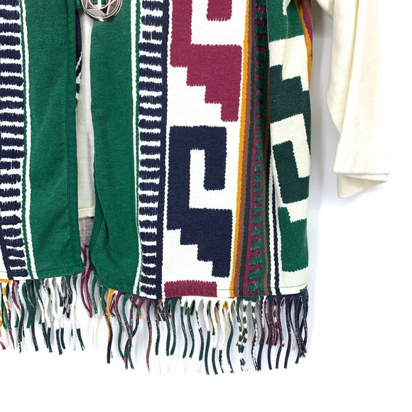 Vintage 90s Southwestern Knit Fringe Vest Look T-Shirt Women Size Large - Picture 4 of 6